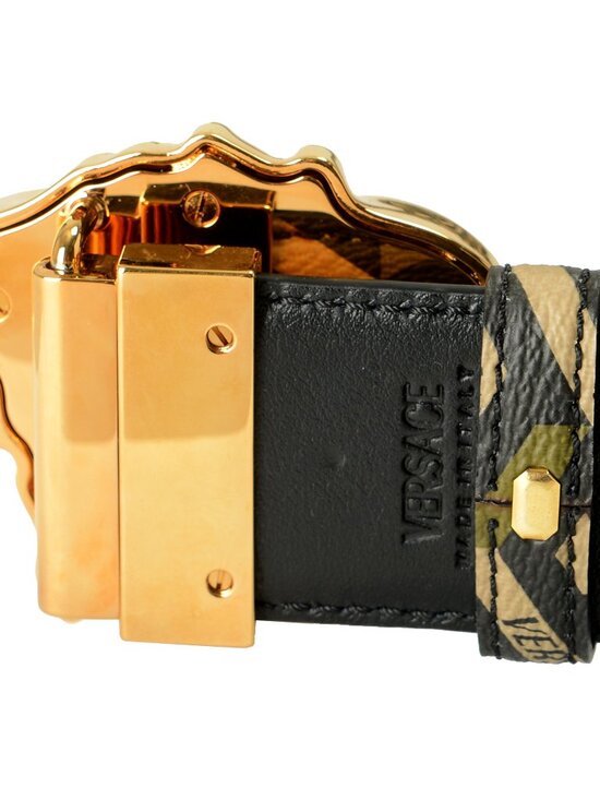 Versace Leather/Canvas Medusa Head Decorated Reversible Belt US 32 IT 80
